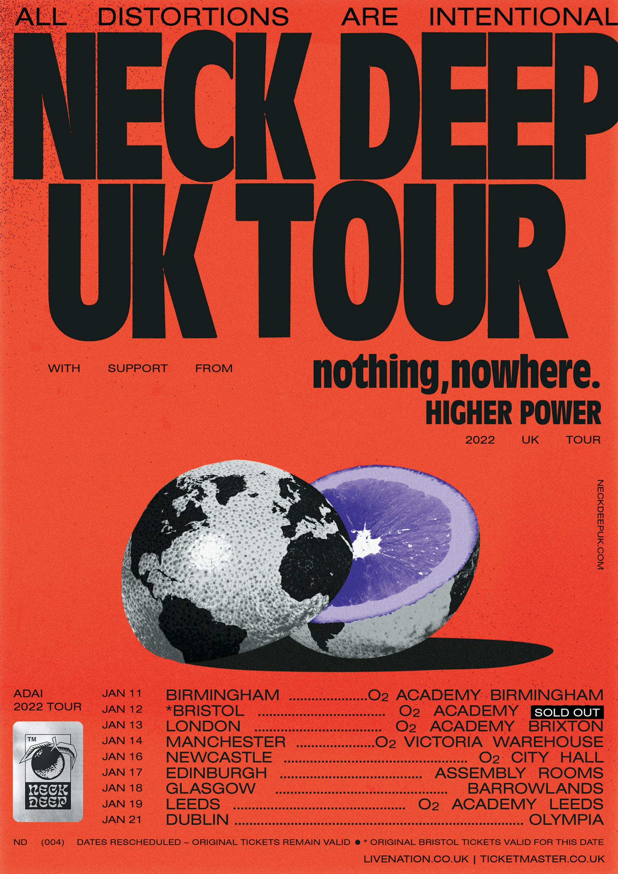 Neck Deep January 2022 UK tour