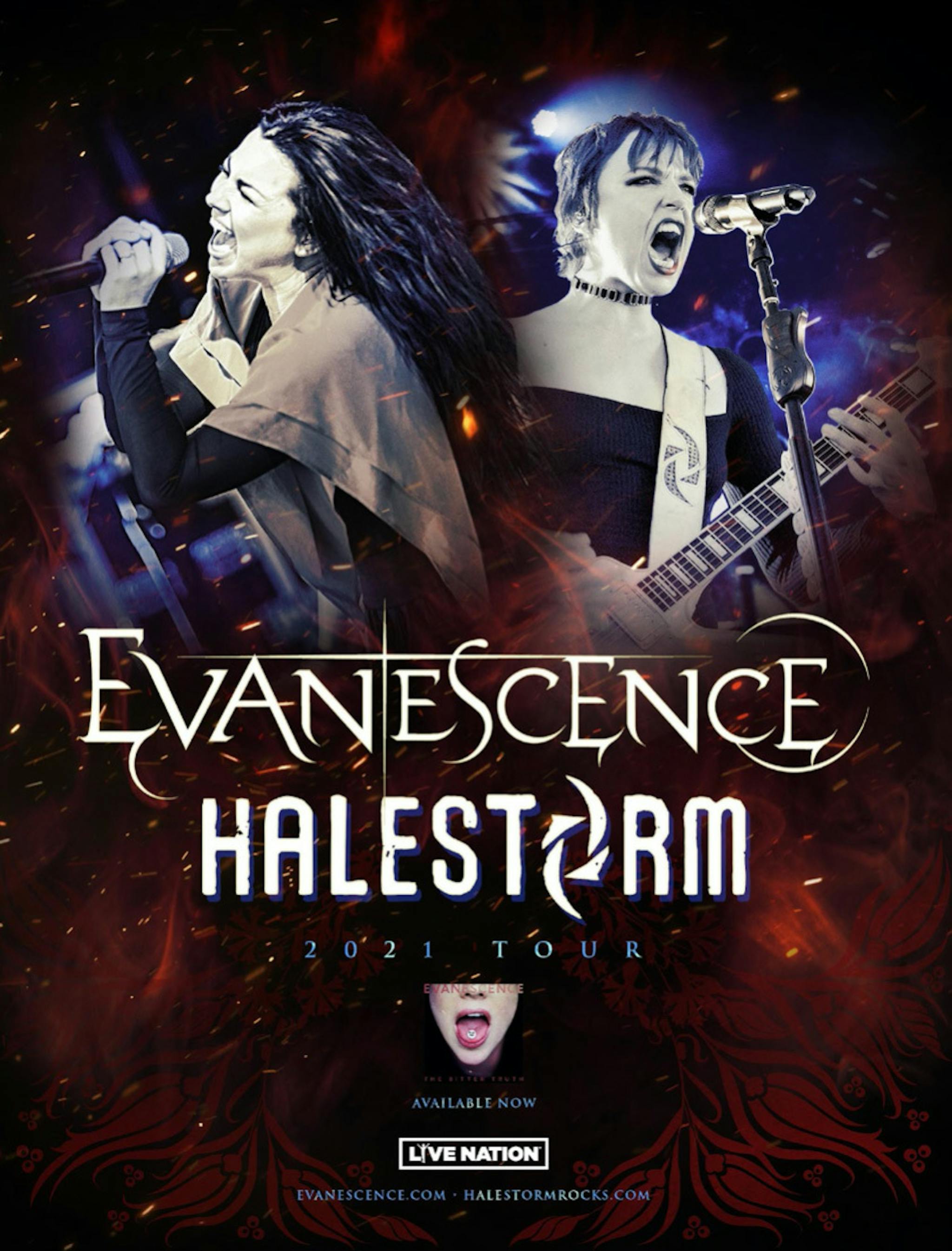 Evanescence Halestorm 2021 coheadline US tour