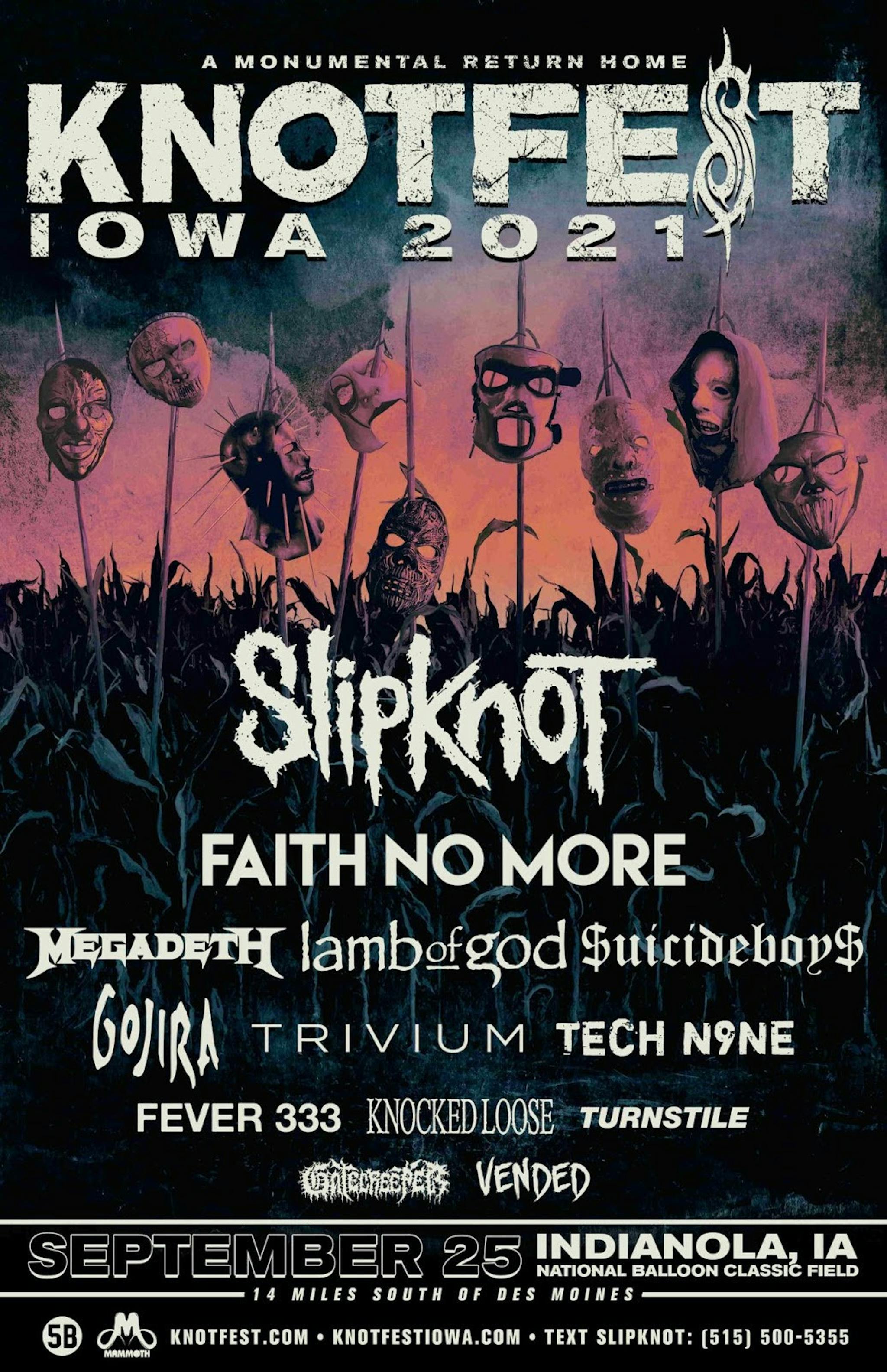 Slipknot Knotfest Iowa 2021 poster