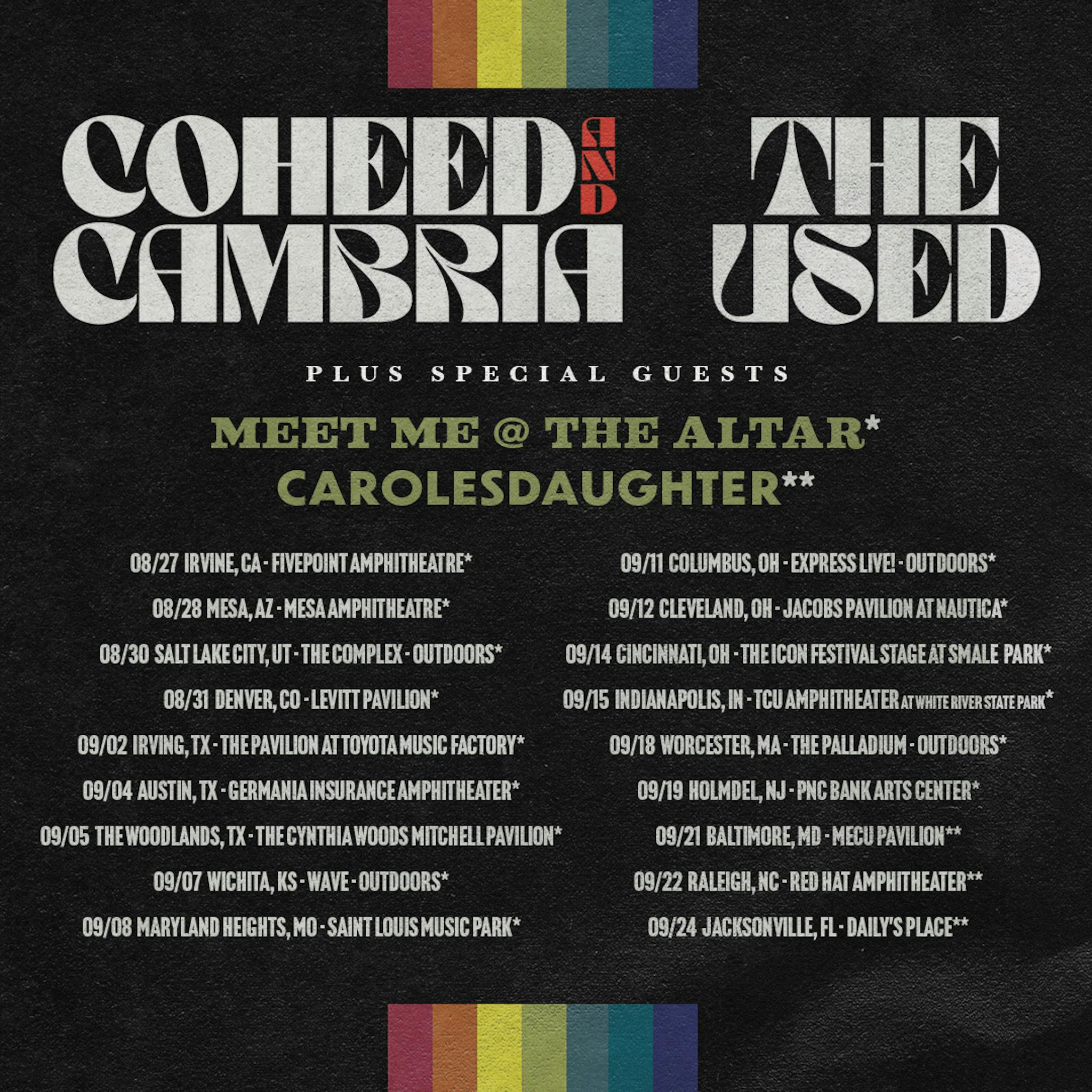 Coheed And Cambria The Used U S tour August September 2021