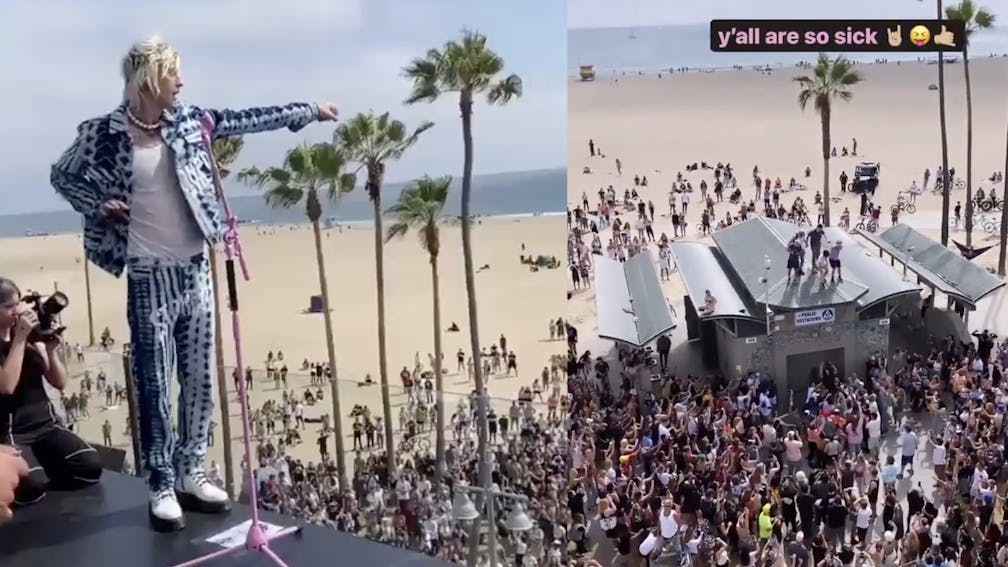 Watch Machine Gun Kelly And Travis Barker Play A Surprise Rooftop Gig Kerrang