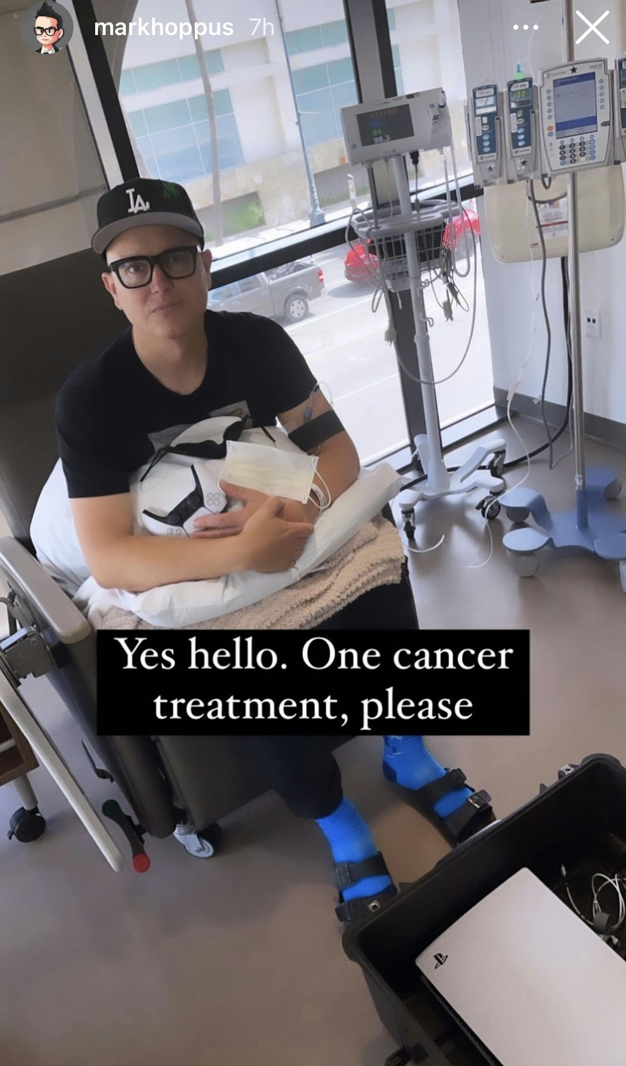 Mark Hoppus Instagram stories cancer treatment June 2021