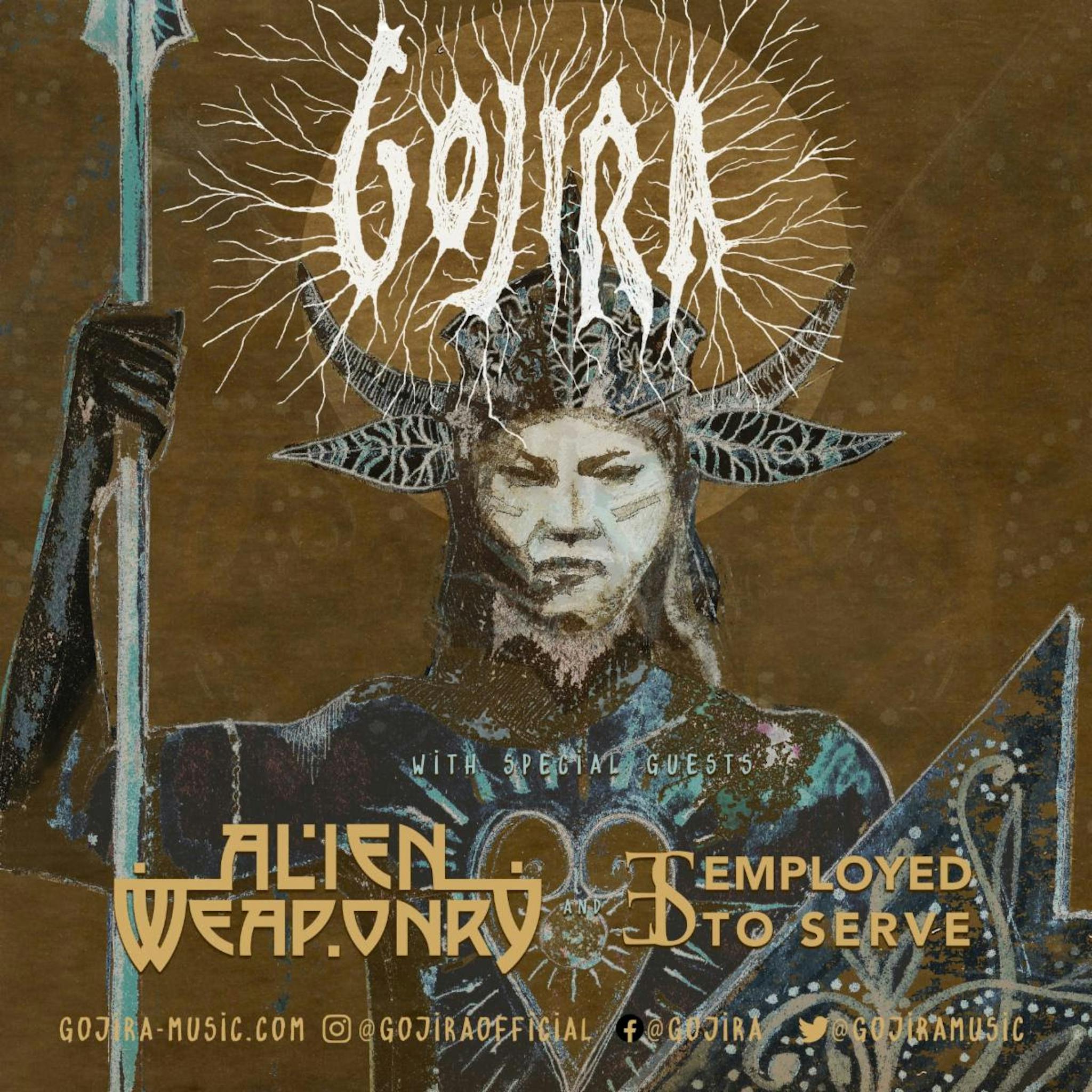 Gojira UK European tour poster 2022 Alien Weaponry Employed To Serve