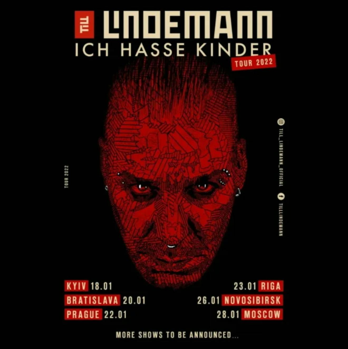 Till Lindemann 2022 European tour poster Till Lindemann 2022 European tour poster
