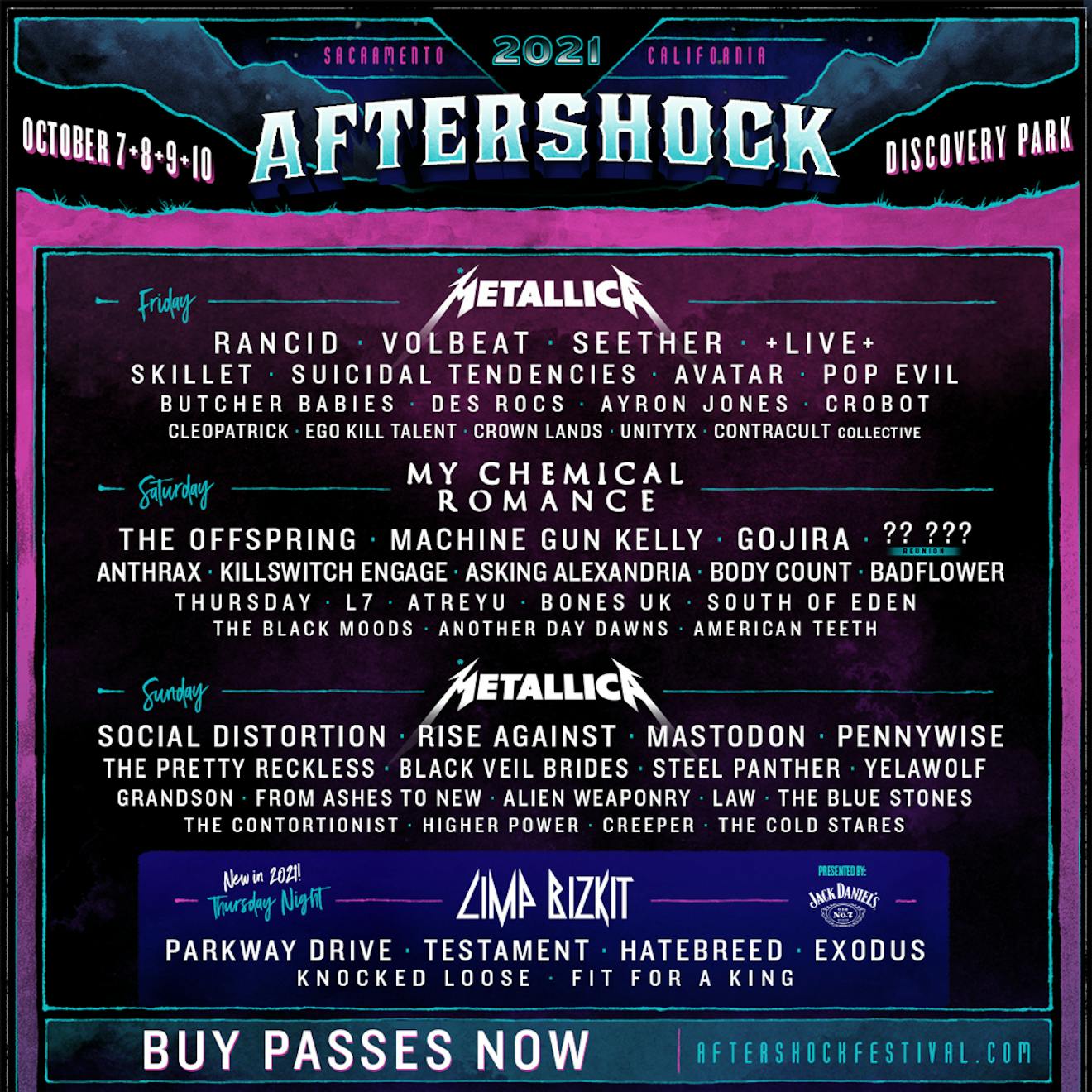 Metallica And My Chemical Romance To Headline Aftershock 2021 — Kerrang!