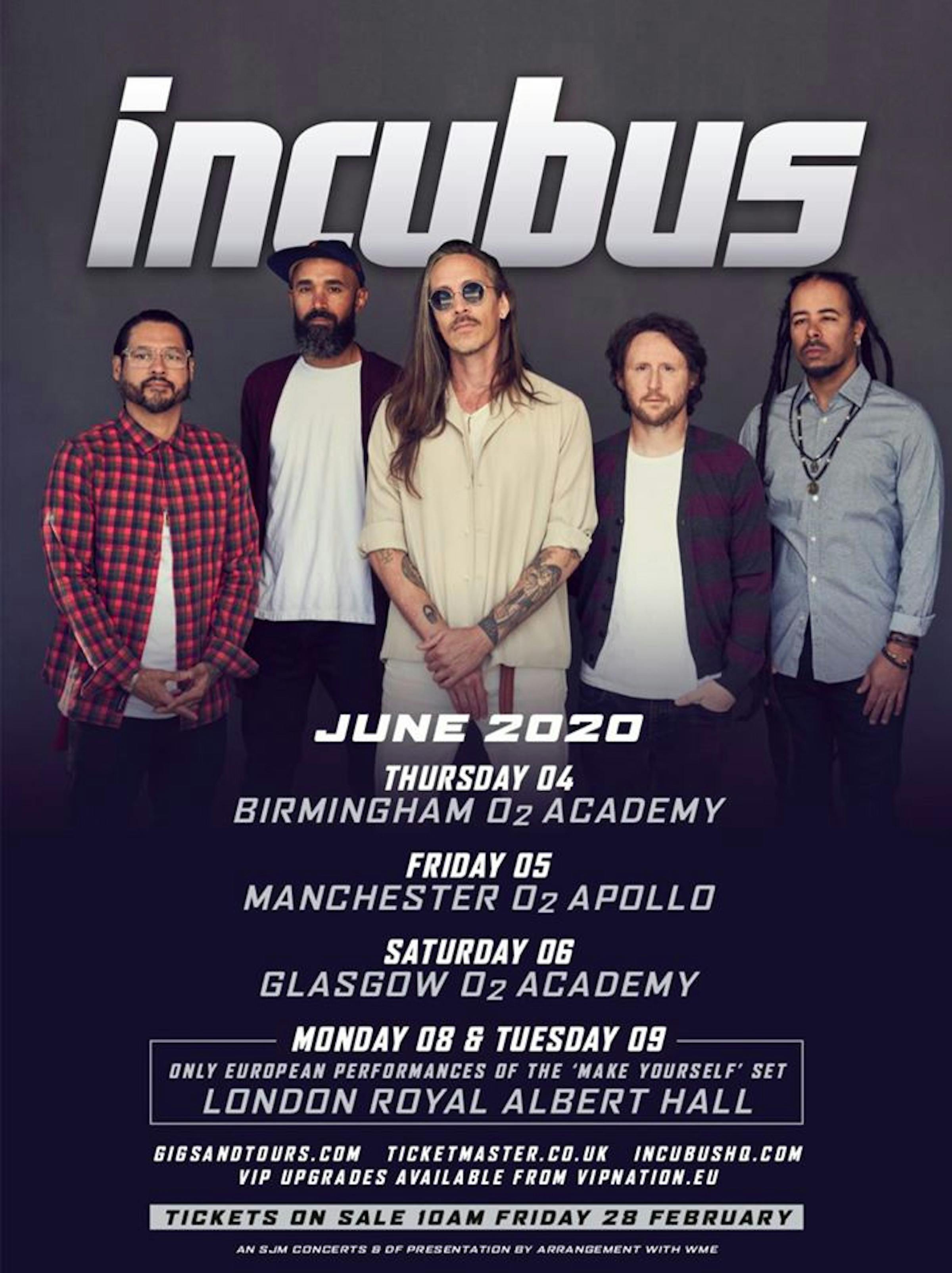 incubus tour support
