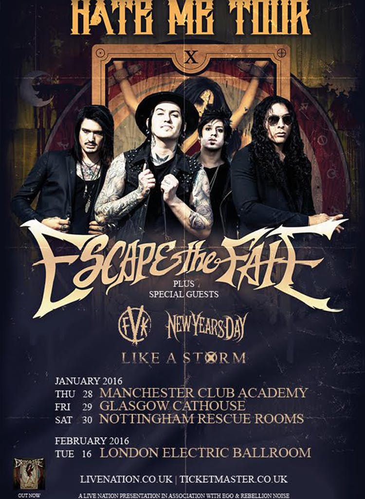 Escape The Fate Reveal Supports For 2016 UK Tour