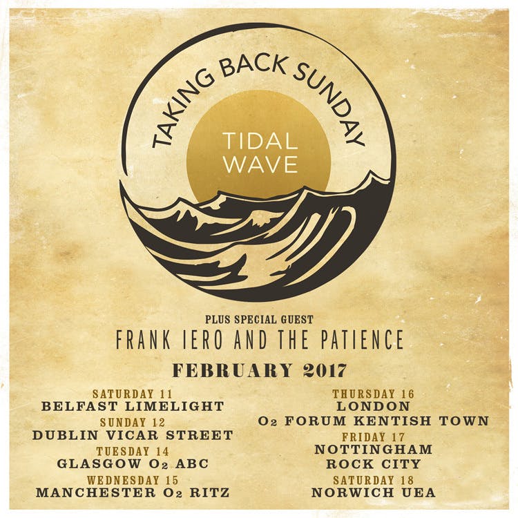 Get Taking Back Sunday And Frank Iero Tickets 48 Hours Before General Sale