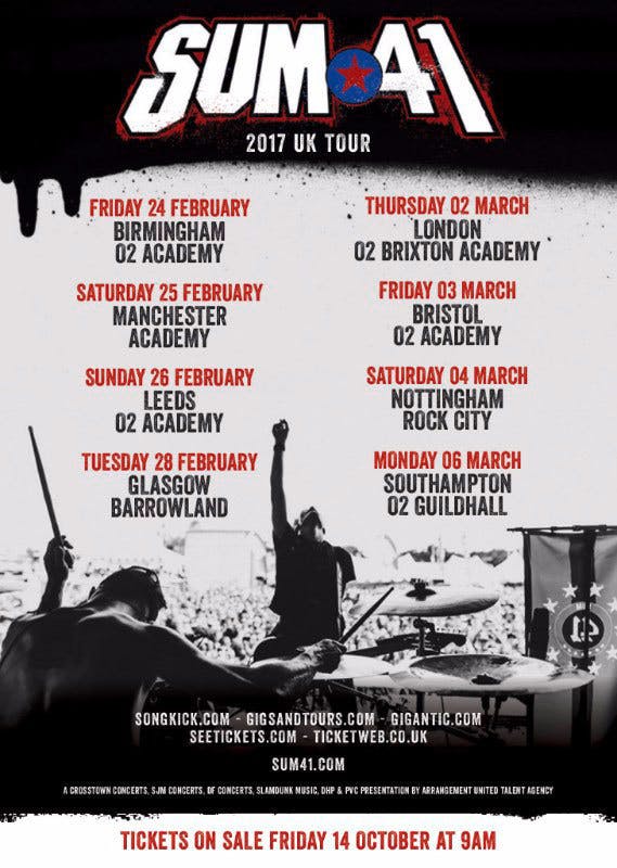 Sum 41 Announce 2017 UK Headline Tour