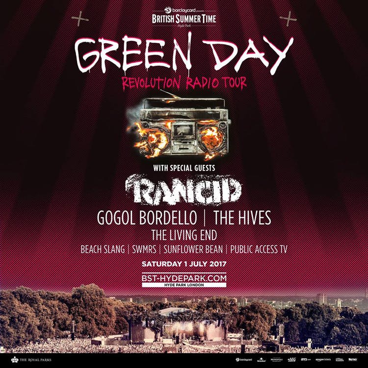 Green Day Announce BST Hyde Park Supports