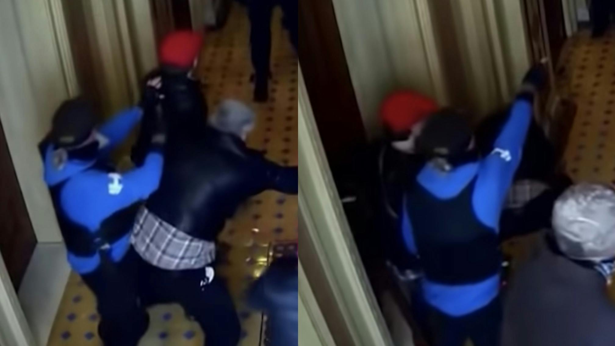 Newly released footage seems to show Jon Schaffer charging at officers in Capitol Building