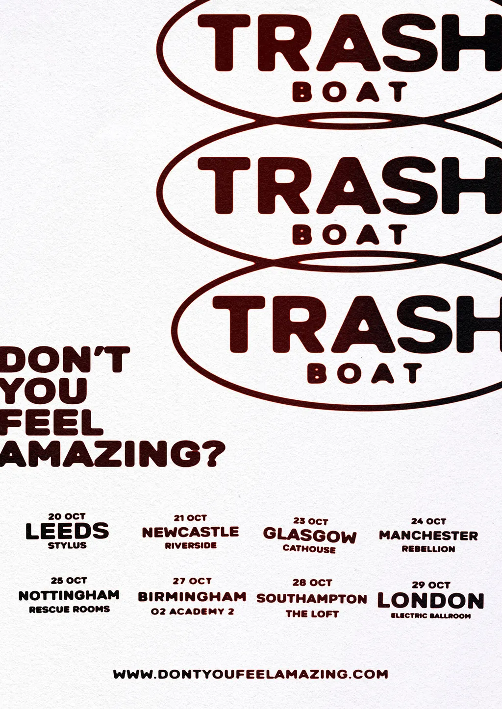 Trash Boat October 2021 UK tour poster