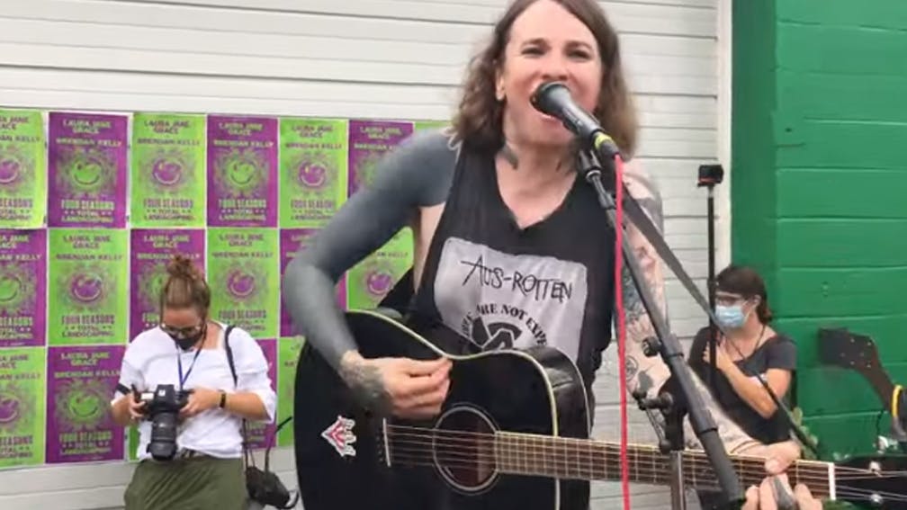 Laura Jane Grace plays a show at Four Seasons Total Landscaping