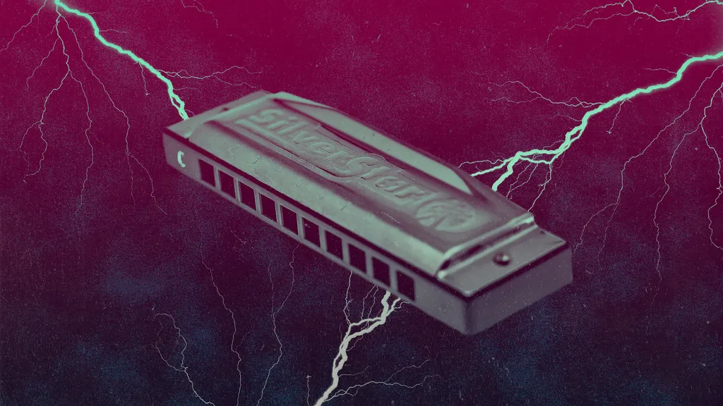 Harmonica with lightning bolts