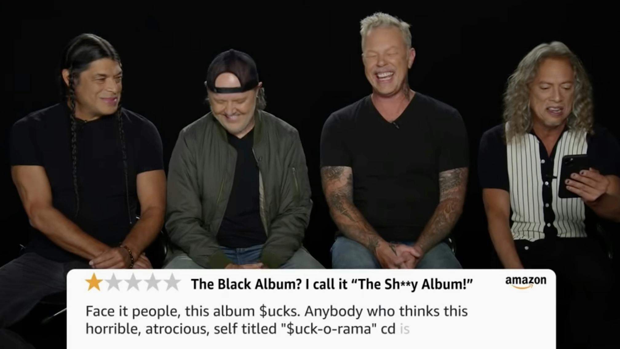 "The dictionary definition of a sellout…" Watch Metallica read real one-star Amazon reviews of The Black Album