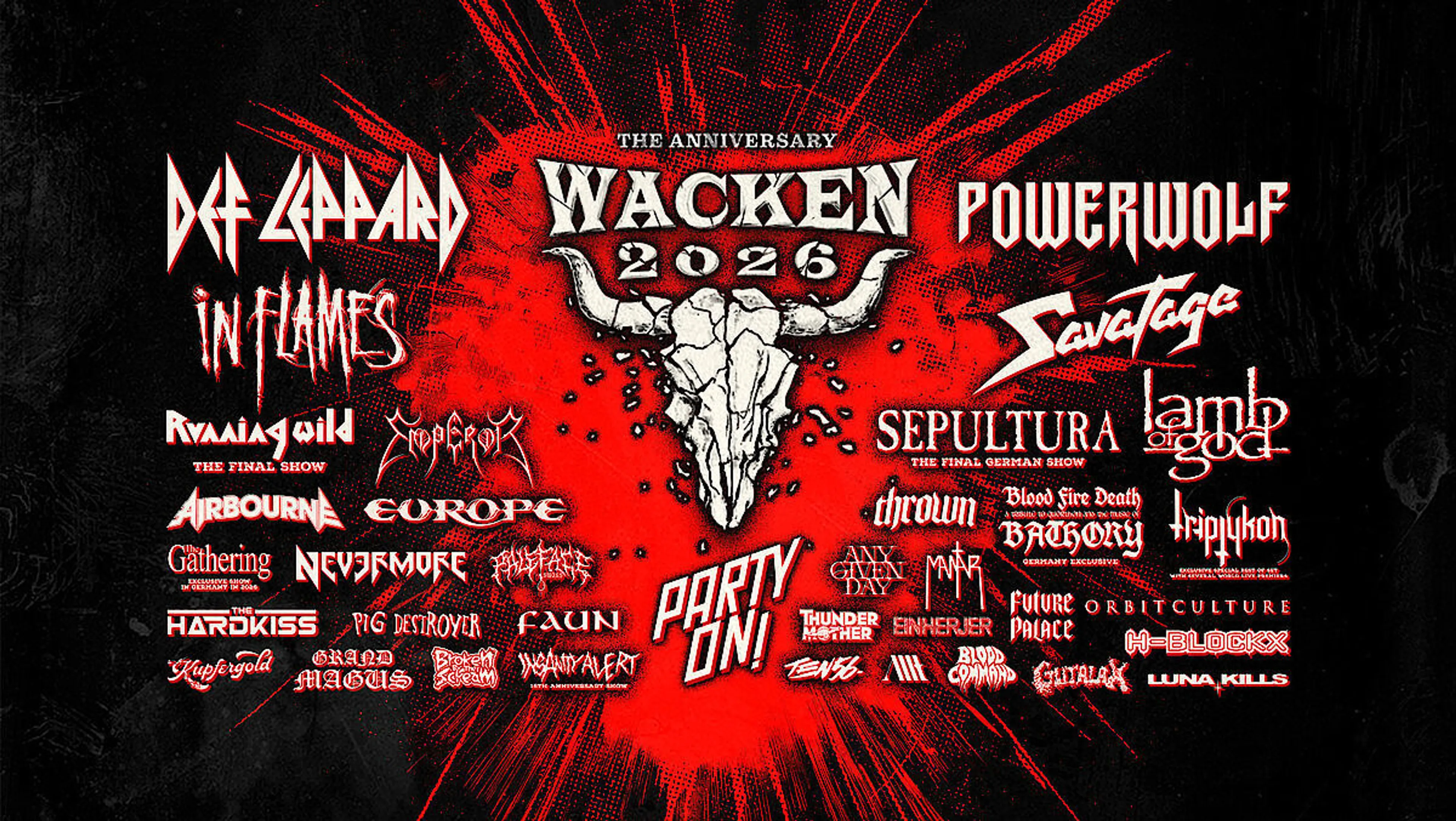 Wacken festival has announced the first wave of bands for 2026