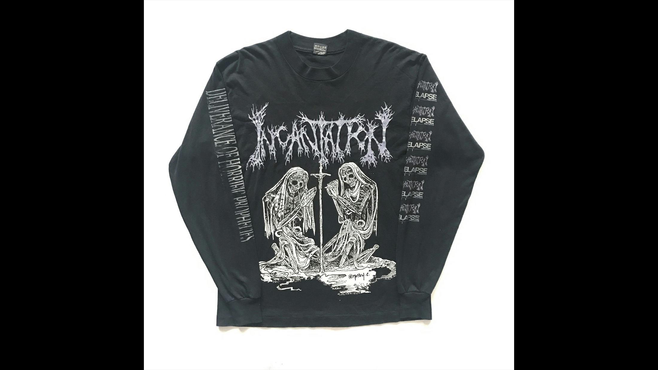 '93 Relapse Records long sleeve for the single ‘Deliverance of Horrific Prophecies’ from the debut album 'Onward to Golgotha'.