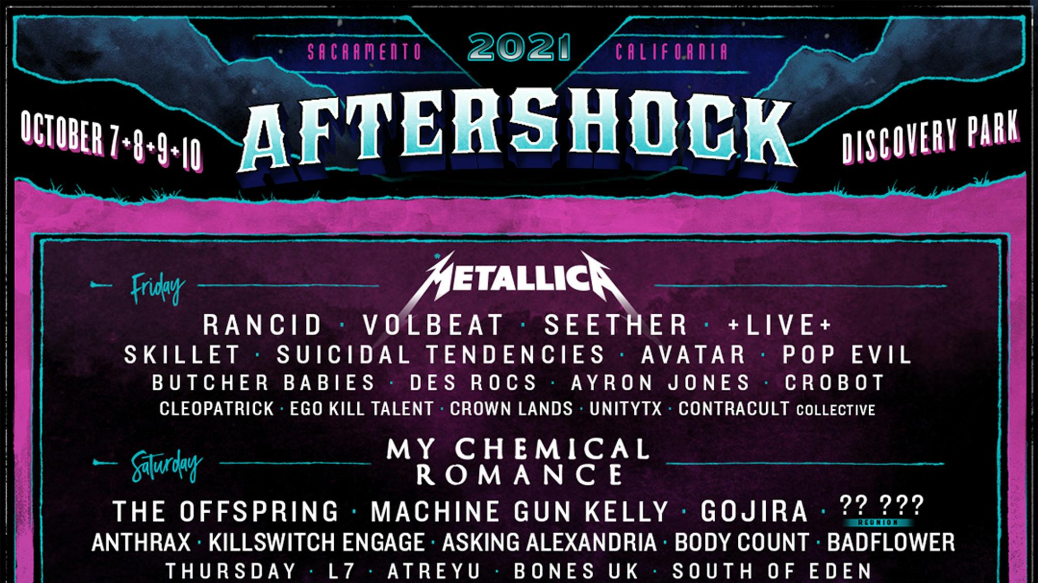 Metallica And My Chemical Romance To Headline Aftershock 2021