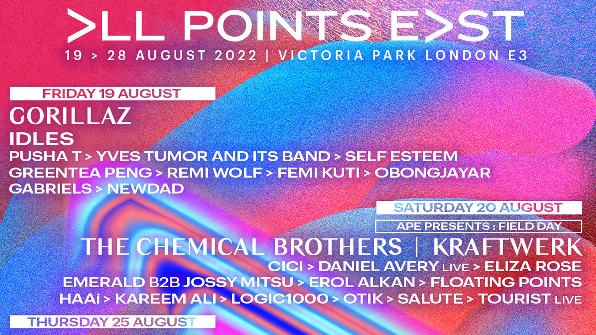 All Points East 2025 Timetable Judy