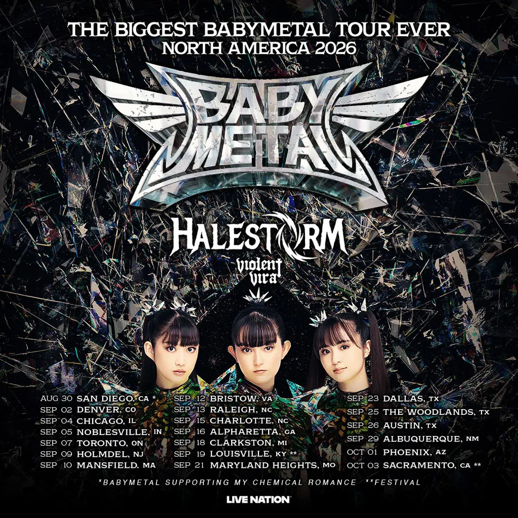 BABYMETAL 2026 world tour support Halestorm Violent Vira Fox Day North Latin America