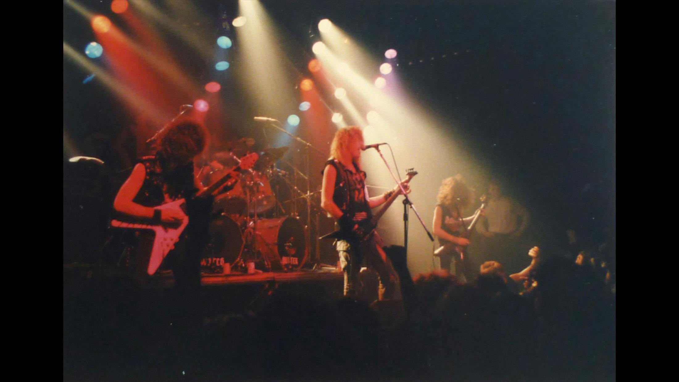 On our first headlining tour in 1986, together with Kreator and Rage. This show in Zeche Bochum in Germany was one of the wildest we have ever played. The German Ruhrgebiet is the industrial area of the country and had the craziest metal scene in the country back in the day.
