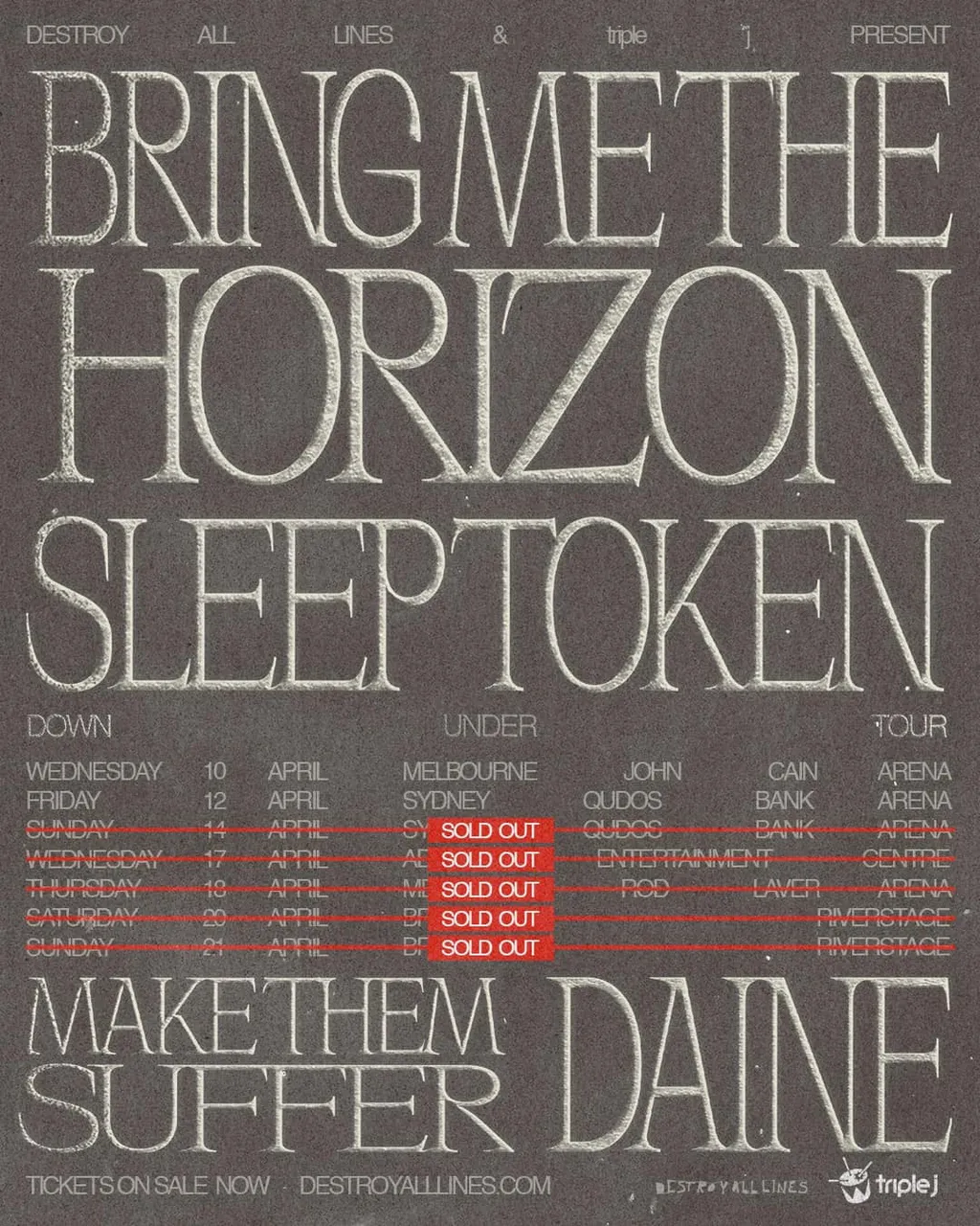 Bring Me The Horizon Sleep Token Australia tour poster 2024 updated