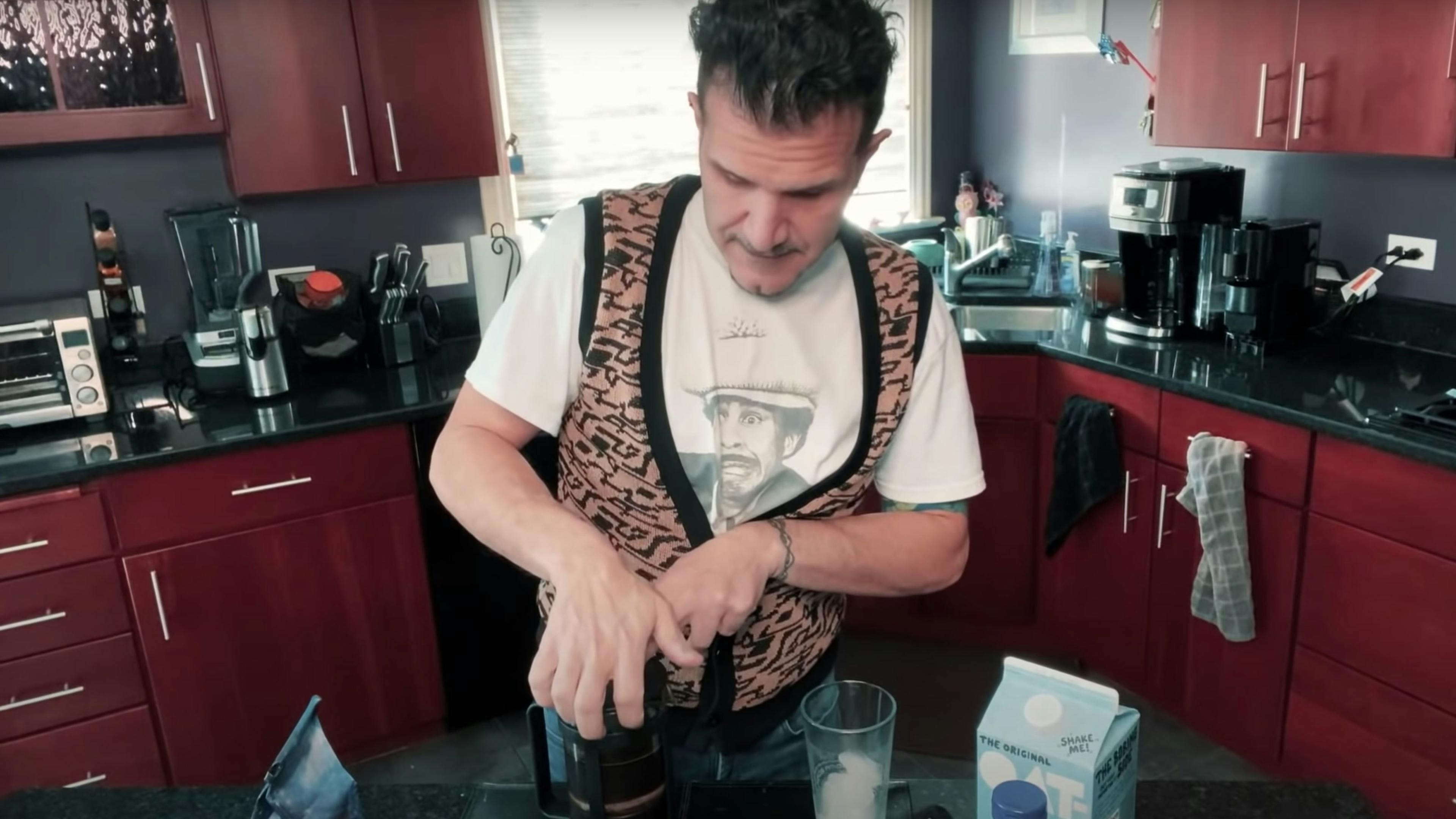 Anthrax Drummer Makes Coffee Dressed As Ferris Bueller