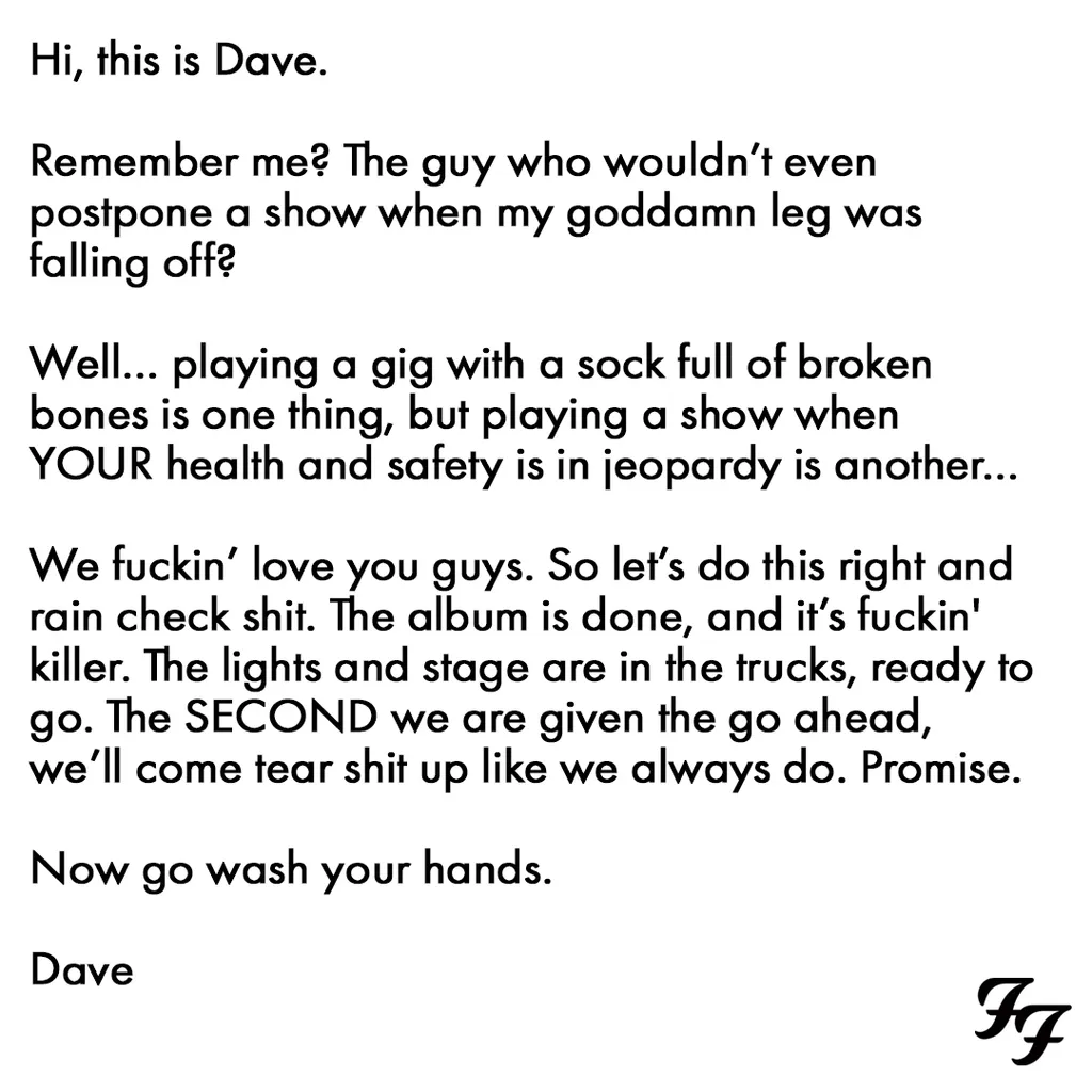Dave Grohl Foos Postponed Tour 2020