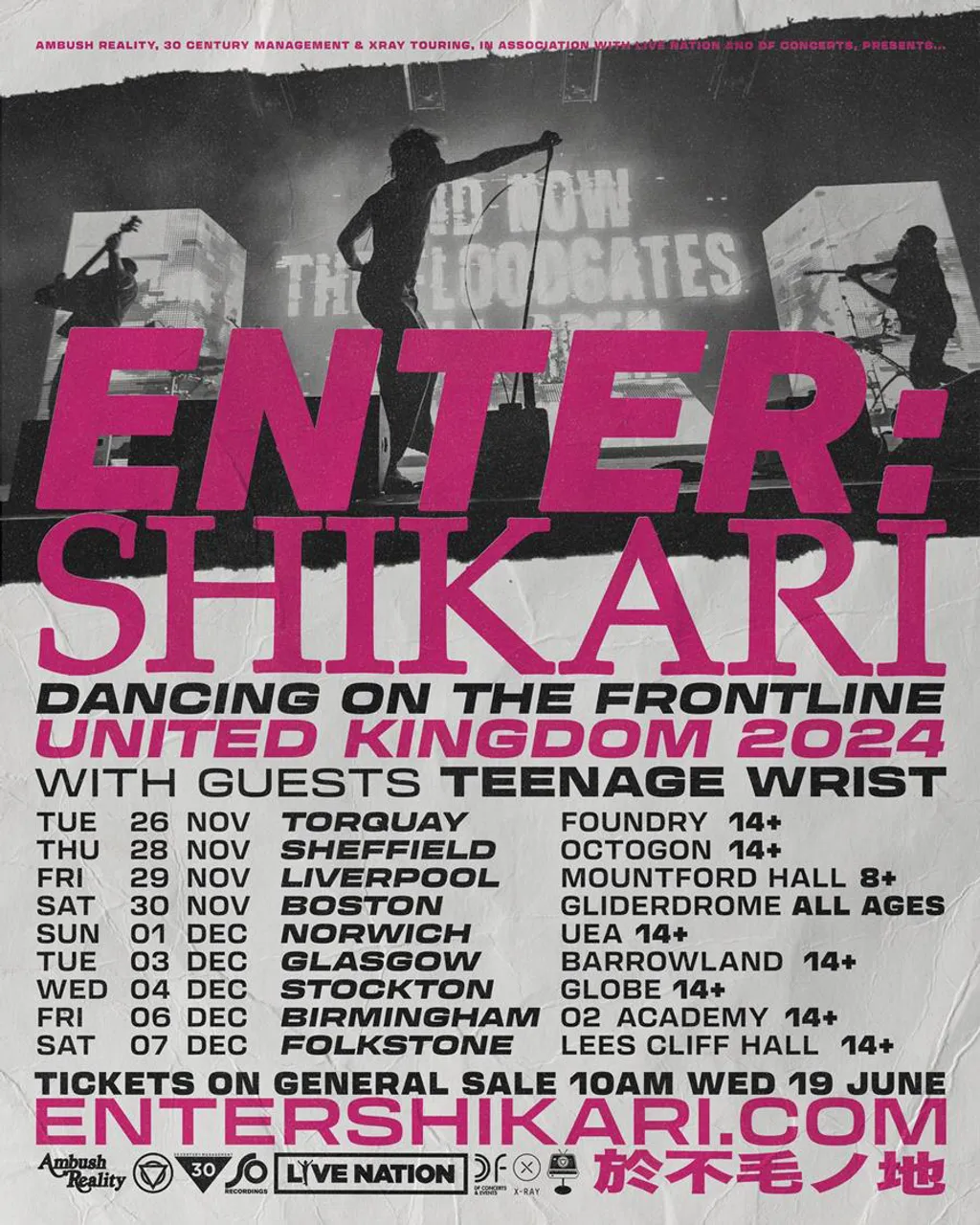 Enter Shikari winter 2024 tour poster