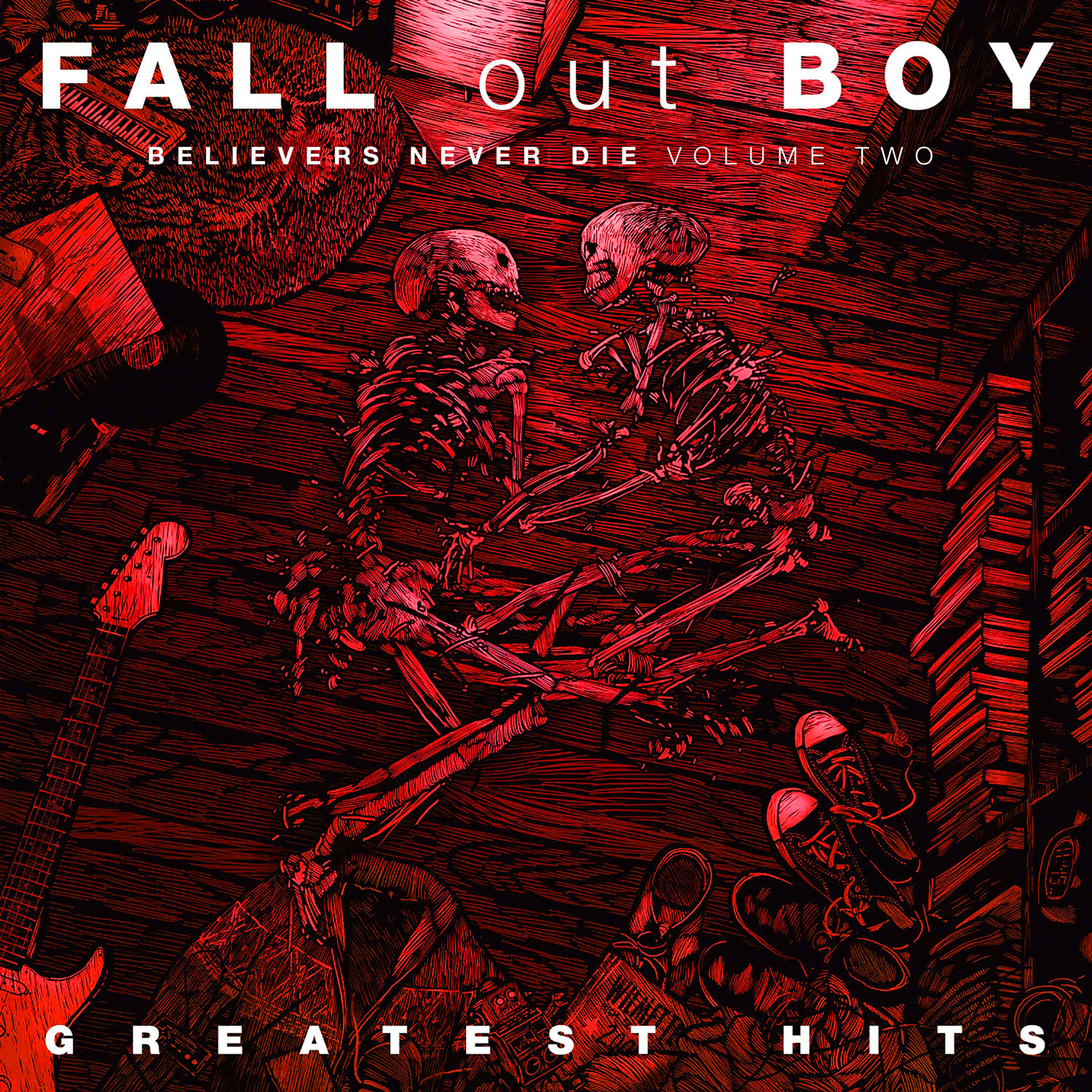 Fall Out Boy Announce Tracklist For New Greatest Hits Album Kerrang   Fall Out Boy Believers Never Die Two Cover 