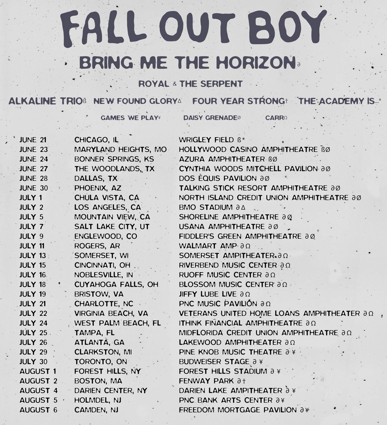 Fall Out Boy 2025 Setlist