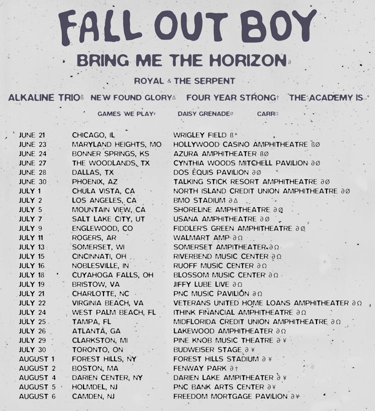 Fall Out Boy announce tour with Bring Me The Horizon and… Kerrang!