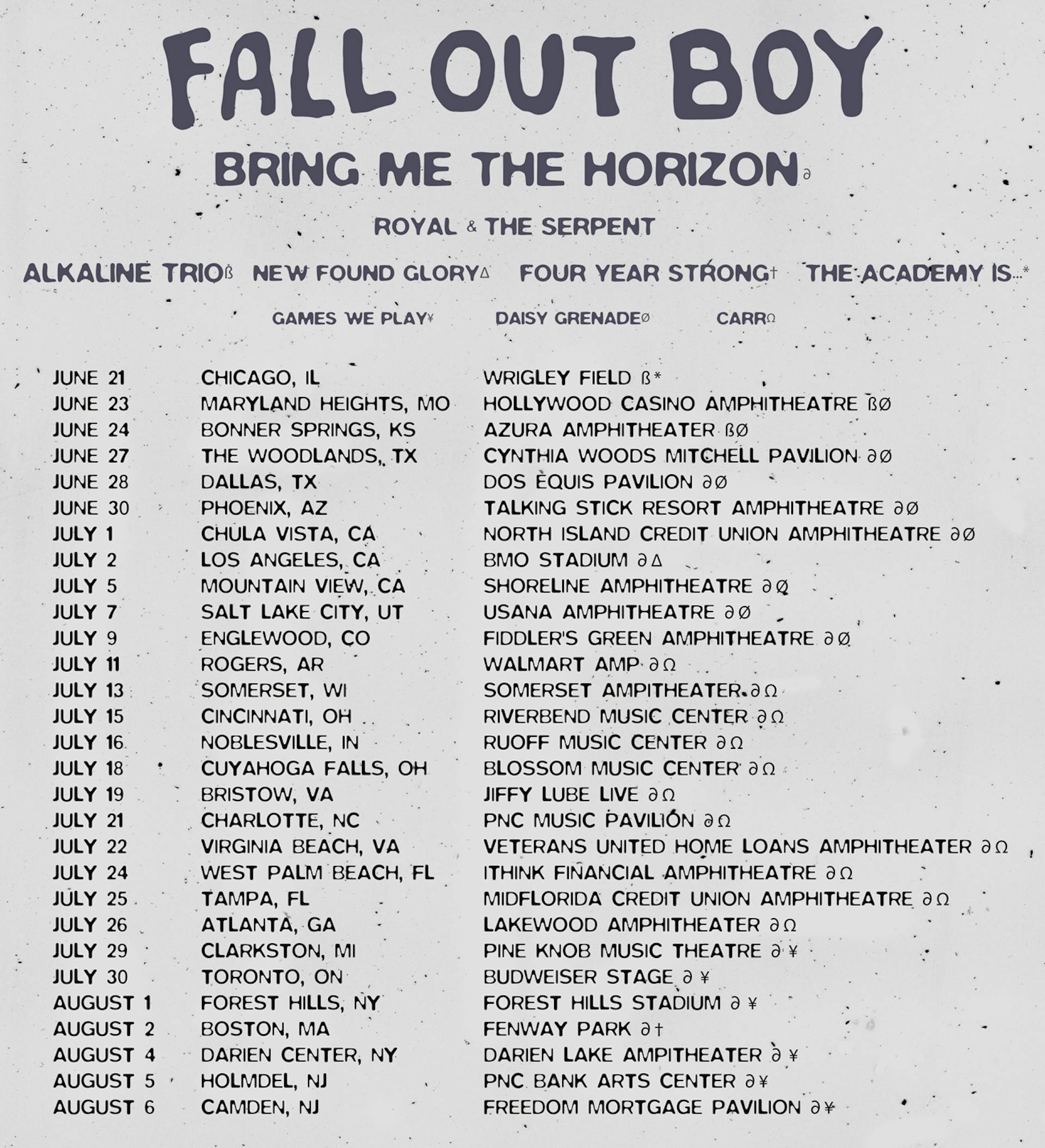 fall out boy tour prices