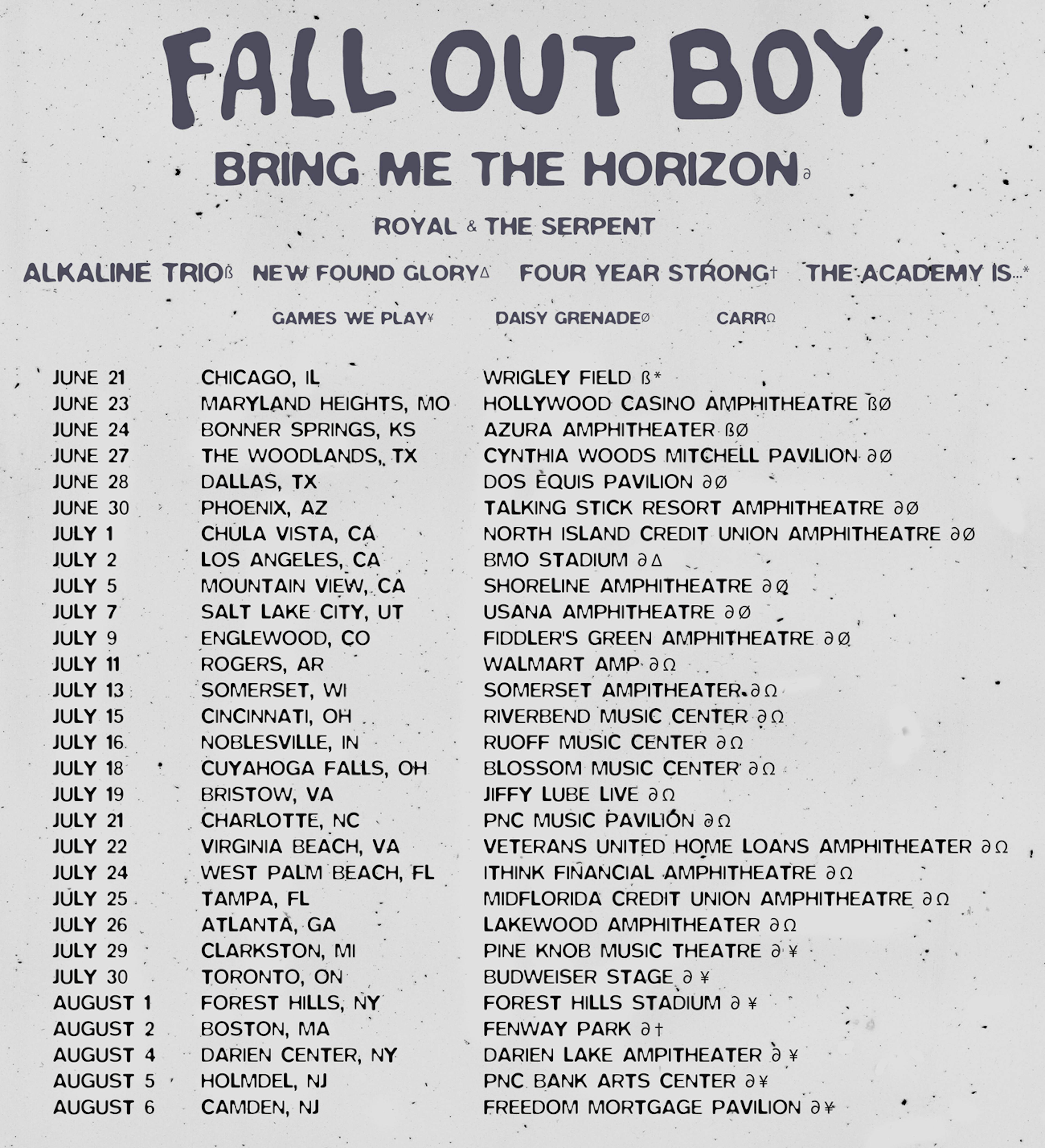 fall out boy tour forest hills