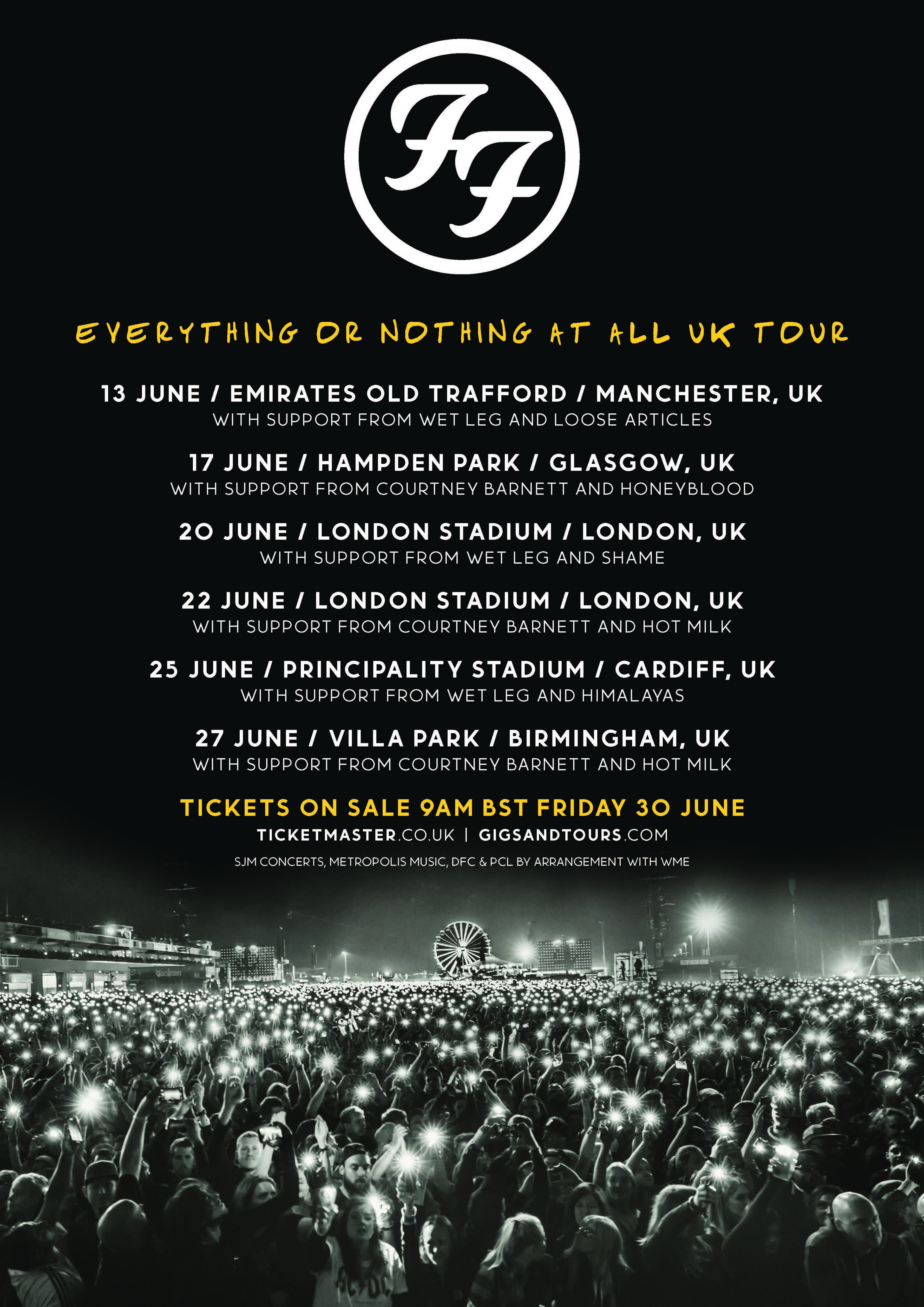 Foo Fighters Announce Summer 2024 UK Stadium Tour Kerrang   Foo Fighters Everything Or Nothing At All UK Tour Poster 2024 