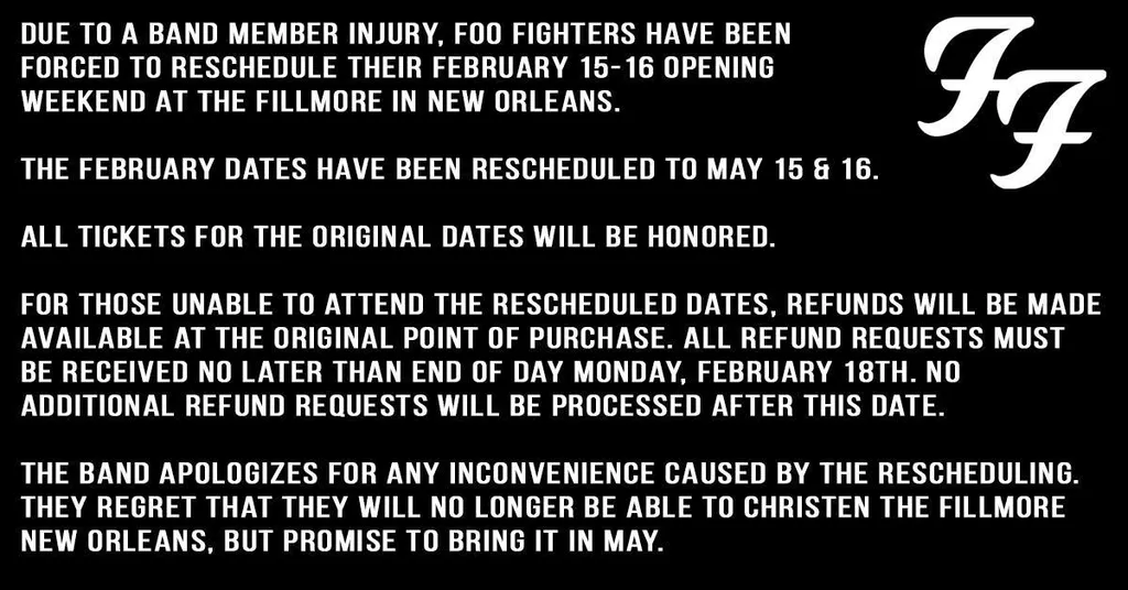Foo Fighters New Orleans Band Member Injury 2019