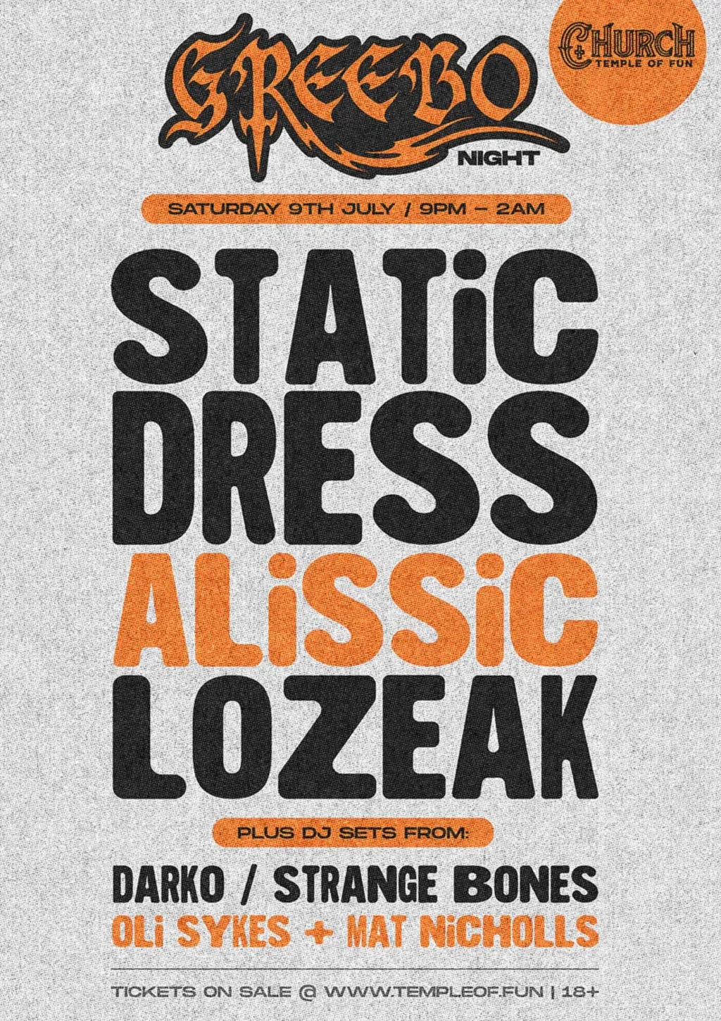 Greebo club night July 2022 poster