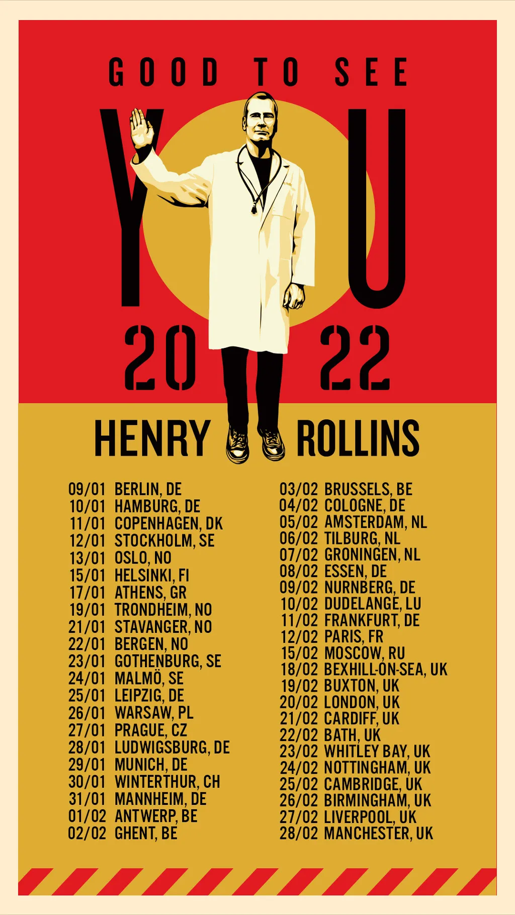 Henry Rollins Good To See You 2022 tour poster