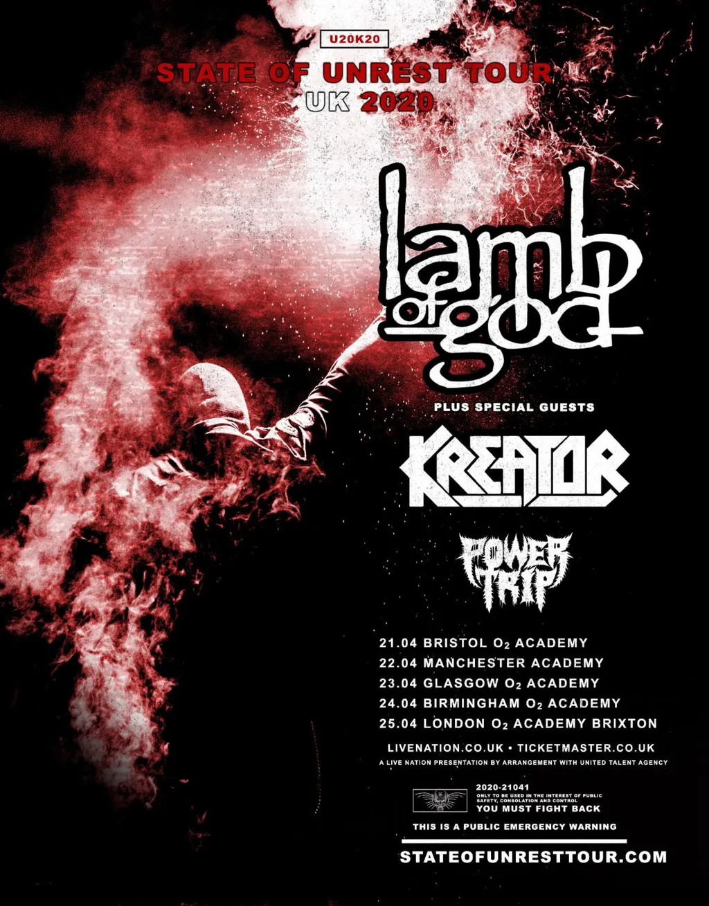 Lamb Of God Kreator Power Trip Uk Tour 2020
