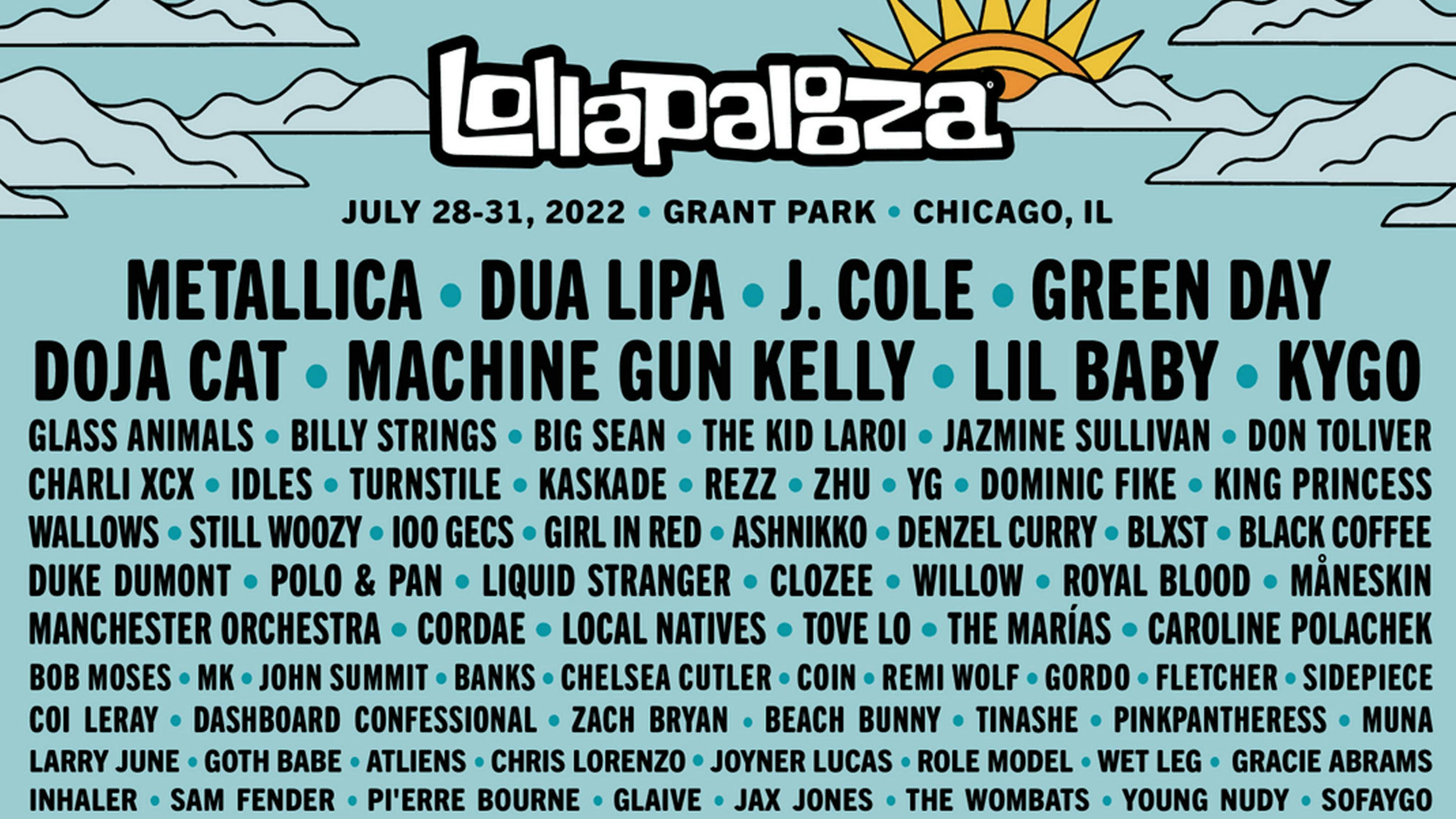 Green Day, Metallica, IDLES, Turnstile and more for Lollapalooza 2022