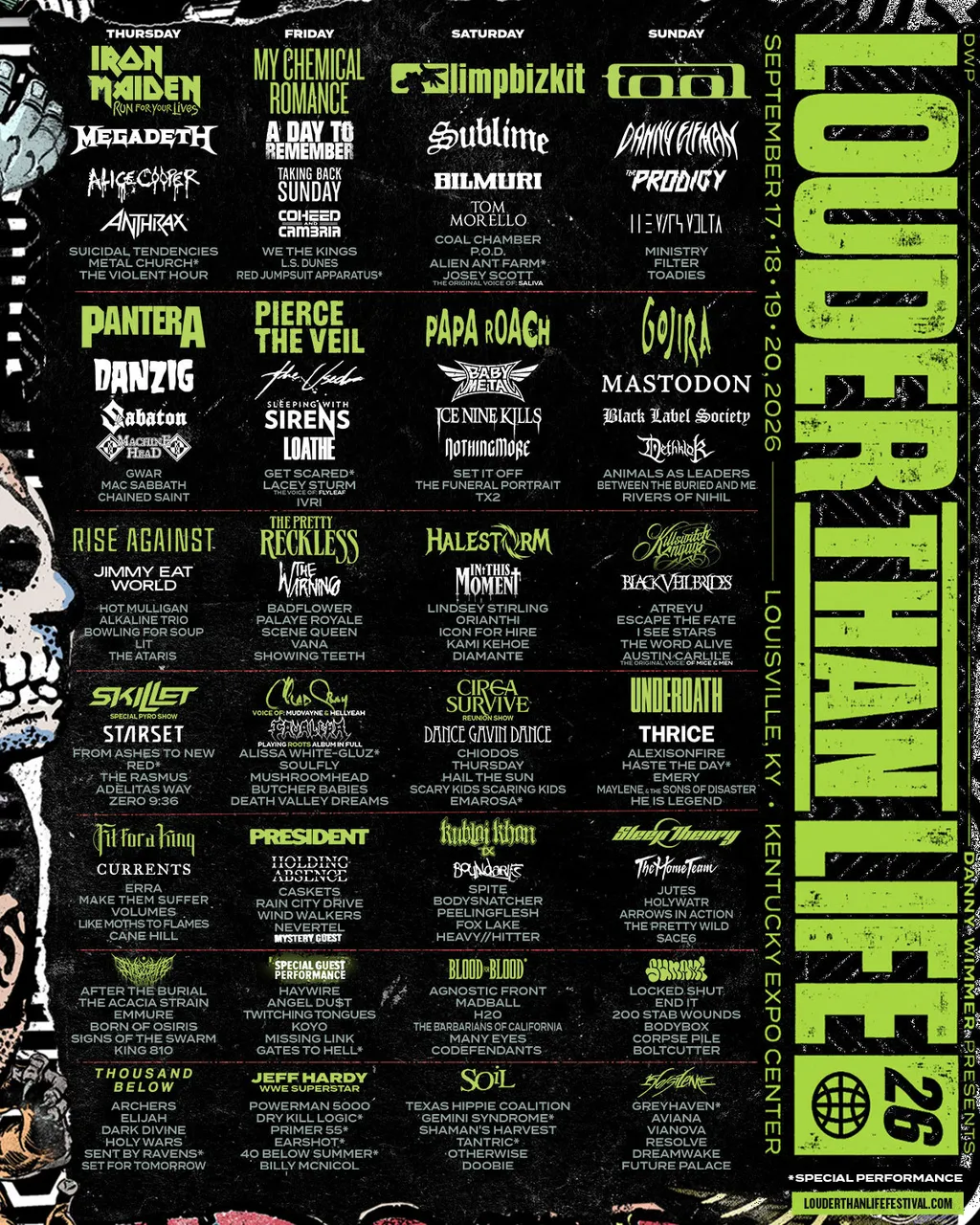 Louder Than Life festival poster full line up 2026