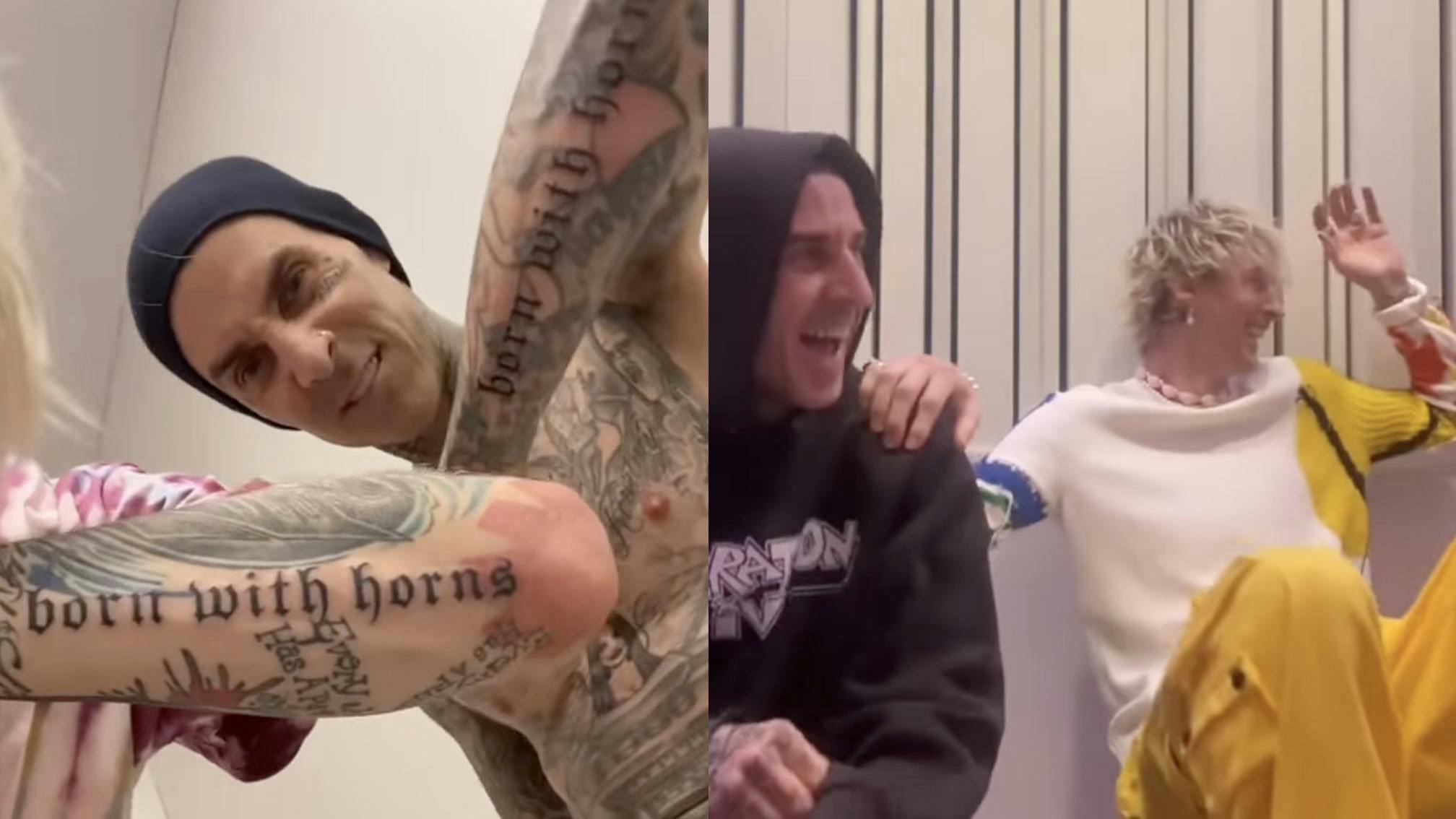 Watch MGK tell Travis Barker he changed his album title after they got matching tattoos