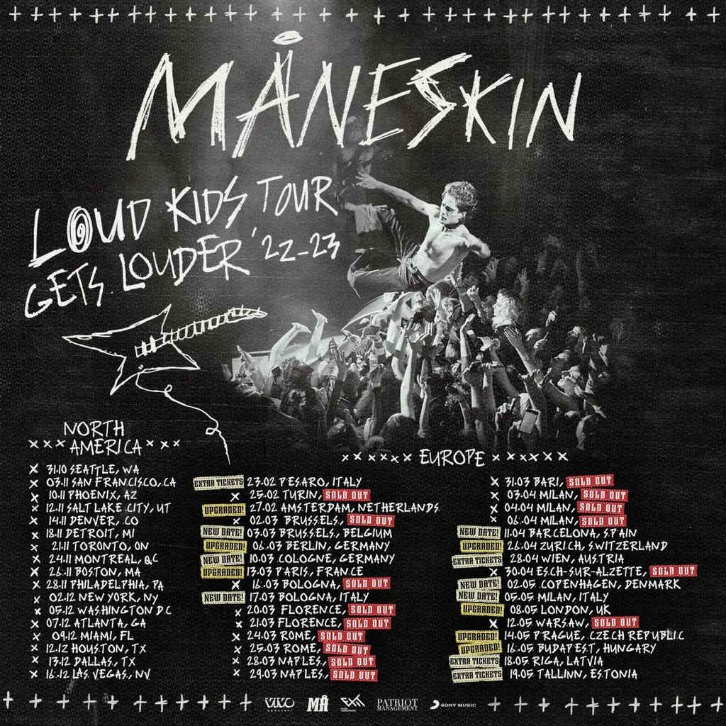 Maneskin Loud Kids tour 2022 2023 poster