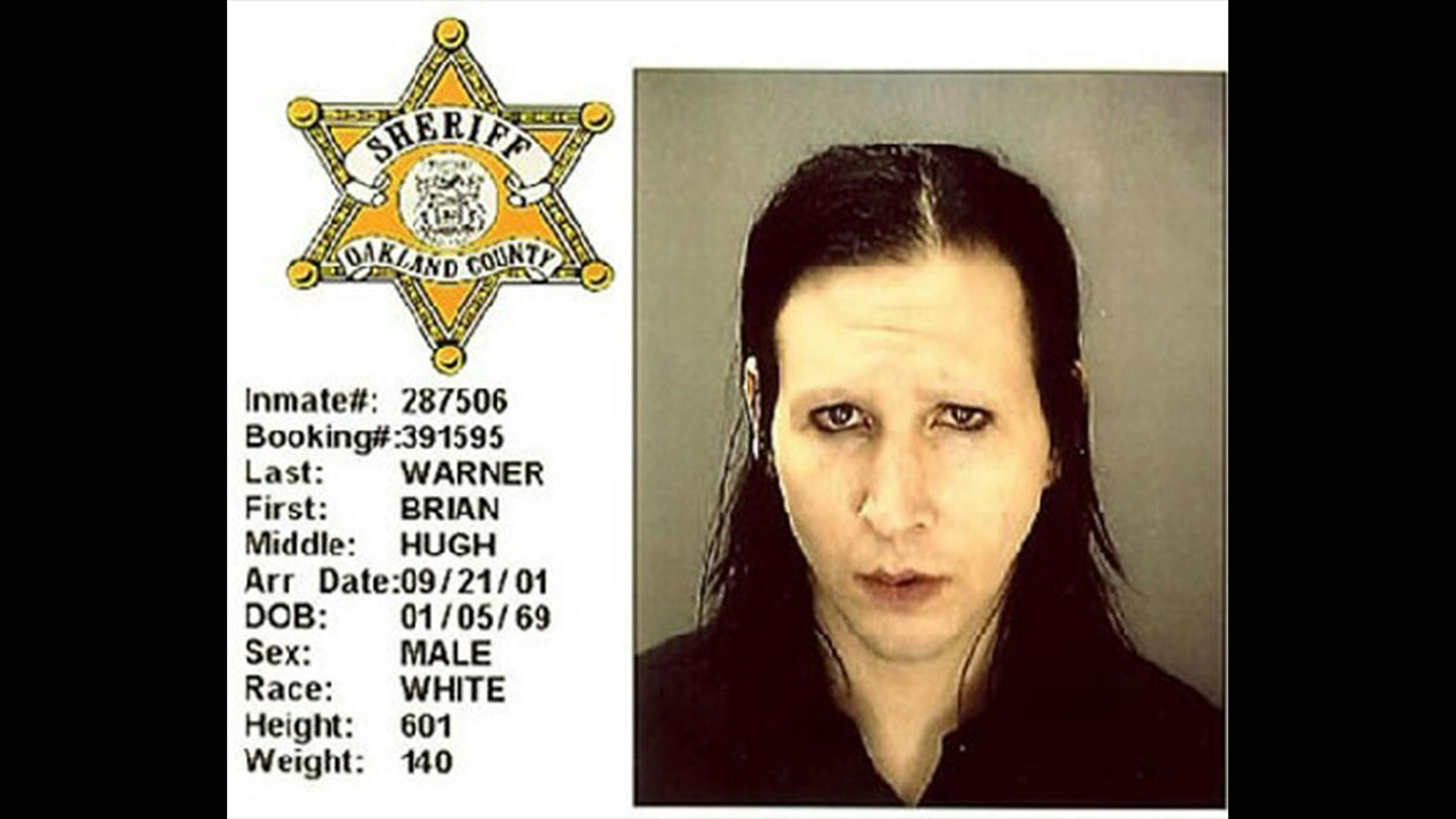 During Ozzfest 2001, Manson – performing in a leather thong and pantyhose – wrapped his legs around a member of the security team's head and put his balls where they shouldn't have been.

Manson was held on charges of battery and sexual assault against the guard, with the latter being dropped by the judge. He was forced to pay $4,000 in fines.