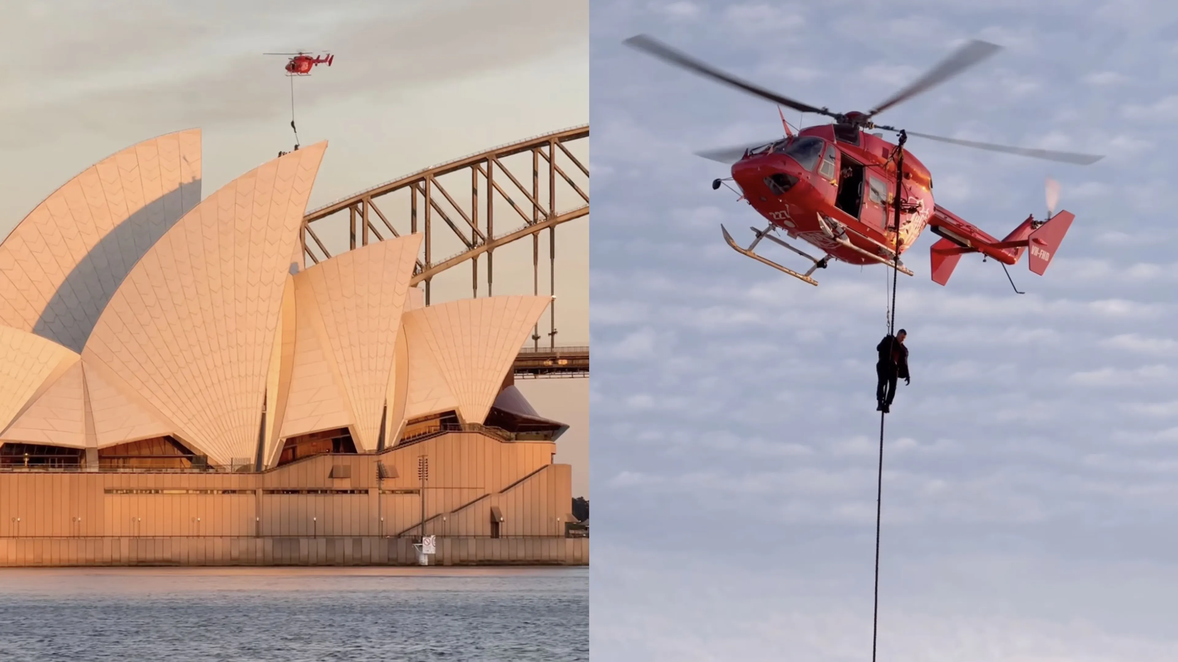 See Parkway Drive’s Winston McCall land on the Sydney Opera House from a helicopter