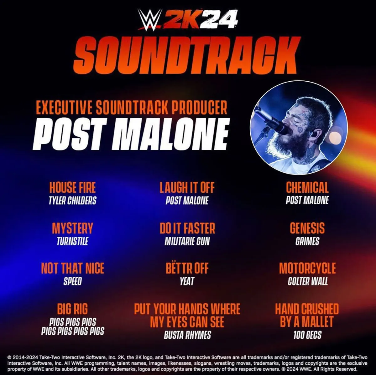 Post Malone curates WWE 2K24 soundtrack, with Turnstile,… Kerrang!
