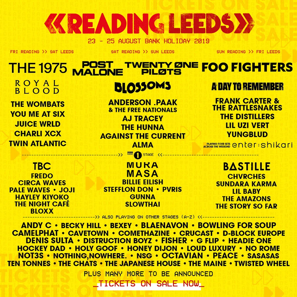 The line-up poster for Reading & Leeds 2019