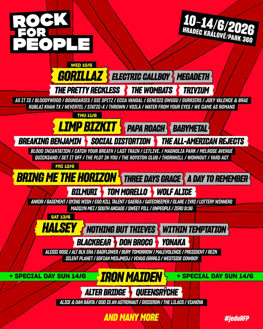 Rock for People 2026 line up day splits