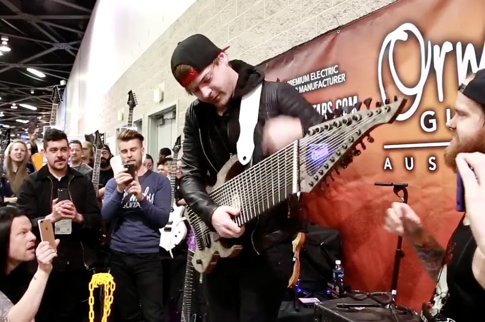 Jared Dines Unveils 18 String Guitar At Guitar Convention