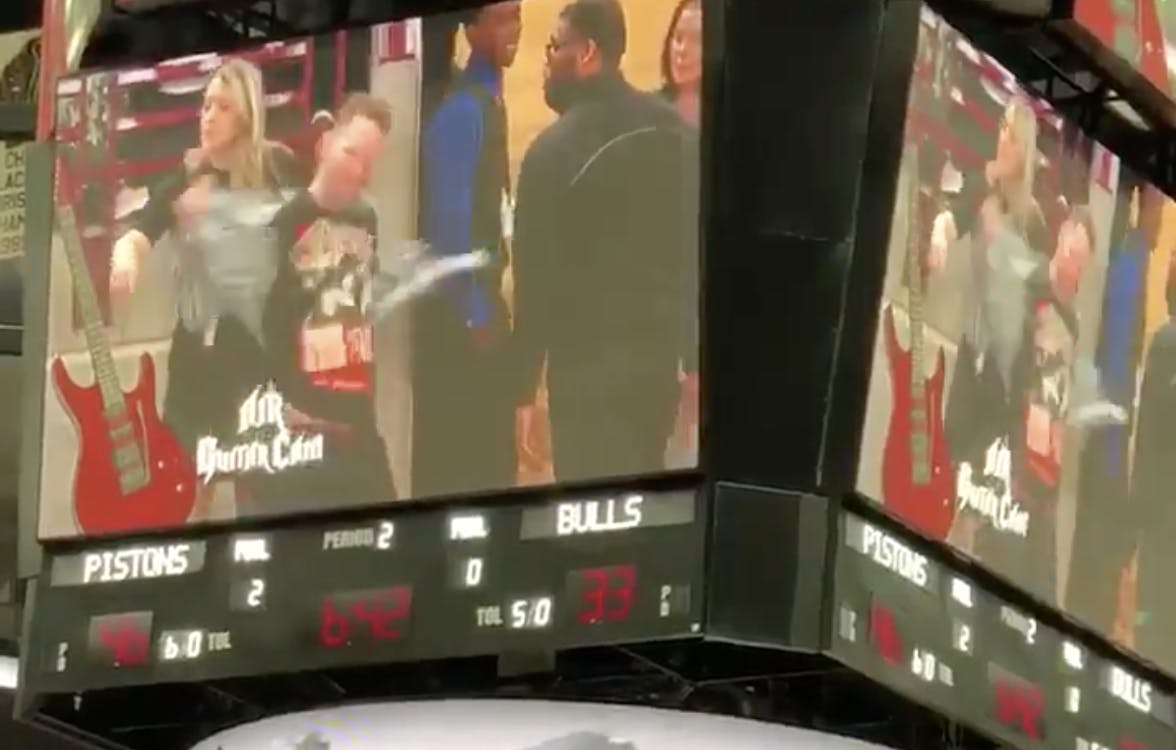 Check Out This Guy Headbanging To A Power Trip Song At A Chicago Bulls Vs. Detroit Pistons Game